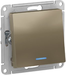 Фото Schneider Electric AtlasDesign ATN000563 Переключатель одноклавишный (10 А, под рамку, подсветка, скрытая установка, шампань)