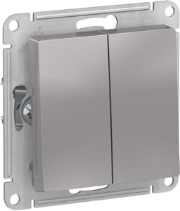 Фото Schneider Electric AtlasDesign ATN000365 Переключатель двухклавишный (10 А, под рамку, скрытая установка, алюминий)
