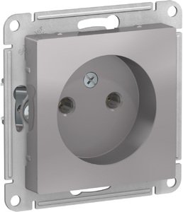 Фото Schneider Electric AtlasDesign ATN000341 Розетка без заземляющего контакта (16 А, под рамку, скрытая установка, алюминий)