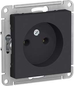 Фото Schneider Electric AtlasDesign ATN001041 Розетка без заземляющего контакта (16 А, под рамку, скрытая установка, карбон)