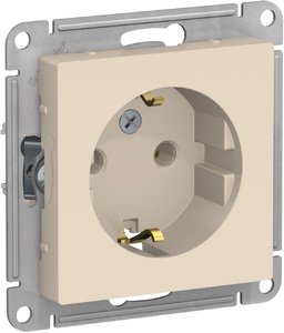 Фото Schneider Electric AtlasDesign ATN000243 Розетка с заземляющим контактом (16 А, под рамку, скрытая установка, бежевая)