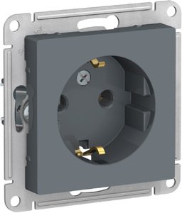 Фото Schneider Electric AtlasDesign ATN000743 Розетка с заземляющим контактом (16 А, под рамку, скрытая установка, грифель)