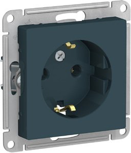 Фото Schneider Electric AtlasDesign ATN000843 Розетка с заземляющим контактом (16 А, под рамку, скрытая установка, изумруд)