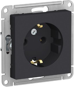 Фото Schneider Electric AtlasDesign ATN001043 Розетка с заземляющим контактом (16 А, под рамку, скрытая установка, карбон)