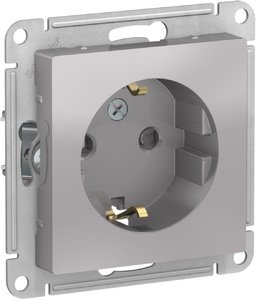 Фото Schneider Electric AtlasDesign ATN000345 Розетка с заземляющим контактом (16 А, под рамку, шторки, скрытая установка, алюминий)