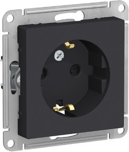 Фото Schneider Electric AtlasDesign ATN001045 Розетка с заземляющим контактом (16 А, под рамку, шторки, скрытая установка, карбон)
