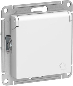 Фото Schneider Electric AtlasDesign ATN000146 Розетка с заземляющим контактом (16 А, под рамку, шторки, крышка, скрытая установка, белая)