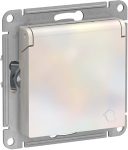 Фото Schneider Electric AtlasDesign ATN000446 Розетка с заземляющим контактом (16 А, под рамку, шторки, крышка, скрытая установка, жемчуг)