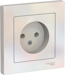 Фото Schneider Electric AtlasDesign ATN000440 Розетка без заземляющего контакта (16 А, в сборе, скрытая установка, жемчуг)