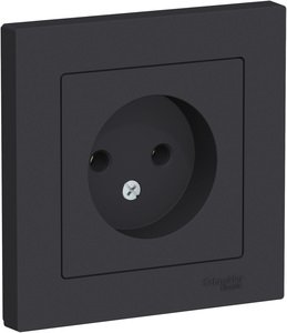 Фото Schneider Electric AtlasDesign ATN001040 Розетка без заземляющего контакта (16 А, в сборе, скрытая установка, карбон)