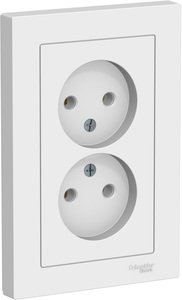Фото Schneider Electric AtlasDesign ATN000120 Розетка двойная без заземляющего контакта (16 А, в сборе, скрытая установка, белая)