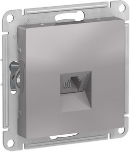Фото Schneider Electric AtlasDesign ATN000381 Розетка телефонная (RJ11, под рамку, скрытая установка, алюминий)