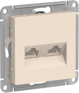 Фото Schneider Electric AtlasDesign ATN000285 Розетка двойная компьютерная (2xRJ45, под рамку, скрытая установка, бежевая)