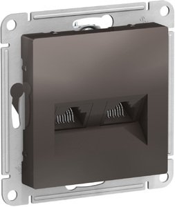 Фото Schneider Electric AtlasDesign ATN000685 Розетка компьютерная (2xRJ45, под рамку, скрытая установка, мокко)