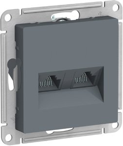 Фото Schneider Electric AtlasDesign ATN000785 Розетка компьютерная (2xRJ45, под рамку, скрытая установка, грифель)