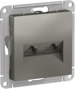 Фото Schneider Electric AtlasDesign ATN000985 Розетка компьютерная (2xRJ45, под рамку, скрытая установка, сталь)