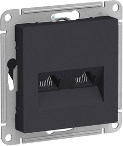 Фото Schneider Electric AtlasDesign ATN001085 Розетка компьютерная (2xRJ45, под рамку, скрытая установка, карбон)