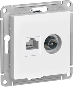 Фото Schneider Electric AtlasDesign ATN000189 Розетка комбинированная (RJ45+TV, под рамку, скрытая установка, белая)