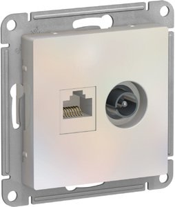 Фото Schneider Electric AtlasDesign ATN000489 Розетка комбинированная (RJ45+TV, под рамку, скрытая установка, жемчуг)