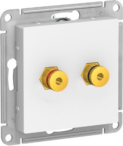Фото Schneider Electric AtlasDesign ATN000187 Розетка аудио (Audio, разъем "банан", под рамку, скрытая установка, белая)