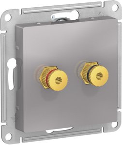 Фото Schneider Electric AtlasDesign ATN000387 Розетка аудио (Audio, разъем "банан", под рамку, скрытая установка, алюминий)