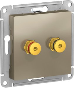 Фото Schneider Electric AtlasDesign ATN000587 Розетка аудио (Audio, разъем "банан", под рамку, скрытая установка, шампань)