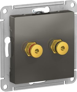 Фото Schneider Electric AtlasDesign ATN000987 Розетка аудио (Audio, разъем "банан", под рамку, скрытая установка, сталь)