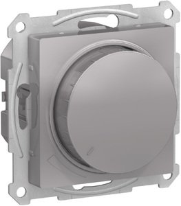 Фото Schneider Electric AtlasDesign ATN000334 Светорегулятор поворотно-нажимной (315 Вт, R+C, под рамку, скрытая установка, алюминий)