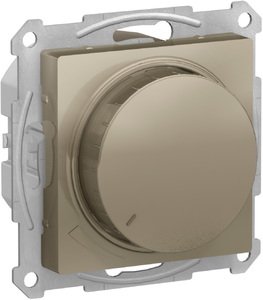 Фото Schneider Electric AtlasDesign ATN000534 Светорегулятор поворотно-нажимной (315 Вт, R+C, под рамку, скрытая установка, шампань)