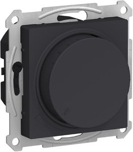 Фото Schneider Electric AtlasDesign ATN001034 Светорегулятор поворотно-нажимной (315 Вт, R+C, под рамку, скрытая установка, карбон)