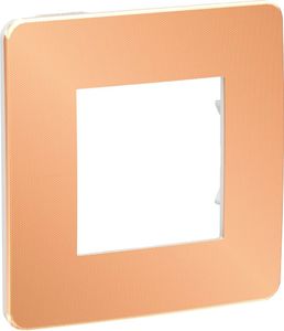 Фото Schneider Electric Unica Studio Metal NU280257 Рамка 1-постовая/2-модульная (универсальная, медь/белый)