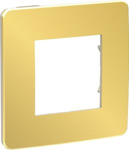 Фото Schneider Electric Unica Studio Metal NU280260 Рамка 1-постовая/2-модульная (универсальная, золото/бежевая)