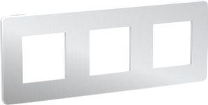Фото Schneider Electric Unica Studio Metal NU280655 Рамка 3-постовая/6-модульная (универсальная, хром/белый)