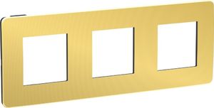 Фото Schneider Electric Unica Studio Metal NU280662 Рамка 3-постовая/6-модульная (универсальная, золото/антрацит)