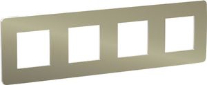 Фото Schneider Electric Unica Studio Metal NU280850 Рамка 4-постовая/8-модульная (универсальная, бронза/белая)