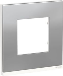 Фото Schneider Electric Unica Studio Pure NU600280 Рамка 1-постовая/2-модульная (универсальная, алюминий)
