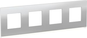 Фото Schneider Electric Unica Studio Pure NU600880 Рамка 4-постовая/8-модульная (универсальная, алюминий)