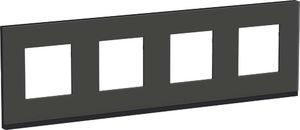 Фото Schneider Electric Unica Studio Pure NU600886 Рамка 4-постовая/8-модульная (универсальная, черное стекло)