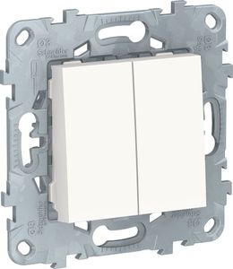 Фото Schneider Electric Unica New NU521118 Выключатель двухклавишный (10 А, под рамку, скрытая установка, белый)