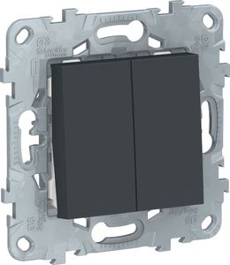 Фото Schneider Electric Unica New NU521354 Переключатель двухклавишный (10 А, под рамку, скрытая установка, антрацит)