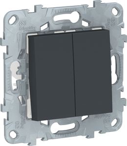Фото Schneider Electric Unica New NU521554 Переключатель двухклавишный перекрестный (10 А, под рамку, скрытая установка, антрацит)