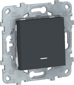 Фото Schneider Electric Unica New NU520154N Выключатель одноклавишный (10 А, под рамку, подсветка, скрытая установка, антрацит)