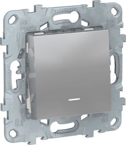 Фото Schneider Electric Unica New NU520330N Переключатель одноклавишный (10 А, под рамку, подсветка, скрытая установка, алюминий)