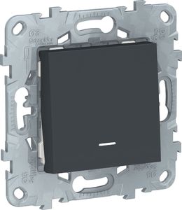 Фото Schneider Electric Unica New NU520354N Переключатель одноклавишный (10 А, под рамку, подсветка, скрытая установка, антрацит)