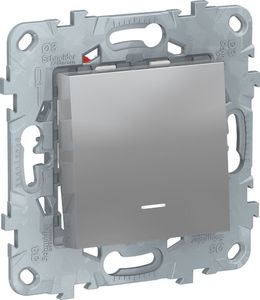 Фото Schneider Electric Unica New NU520530N Переключатель одноклавишный перекрестный (10 А, под рамку, подсветка, скрытая установка, алюминий)