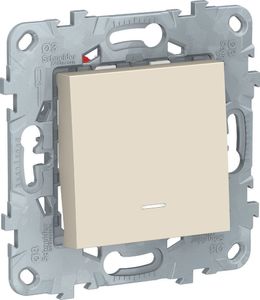 Фото Schneider Electric Unica New NU520544N Переключатель одноклавишный перекрестный (10 А, под рамку, подсветка, скрытая установка, бежевый)