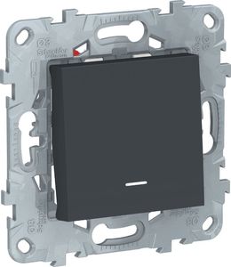 Фото Schneider Electric Unica New NU520554N Переключатель одноклавишный перекрестный (10 А, под рамку, подсветка, скрытая установка, антрацит)