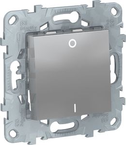 Фото Schneider Electric Unica New NU526230 Выключатель одноклавишный двухполюсной (16 А, под рамку, скрытая установка, алюминий)