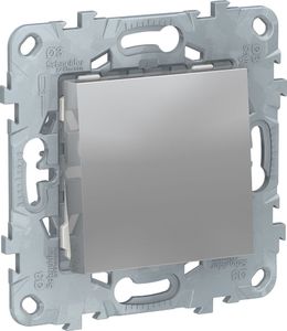 Фото Schneider Electric Unica New NU520630 Выключатель однокнопочный (10 А, под рамку, скрытая установка, алюминий)