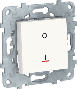 Фото Schneider Electric Unica New NU526218S Выключатель одноклавишный двухполюсной (16 А, под рамку, индикация, скрытая установка, белый)